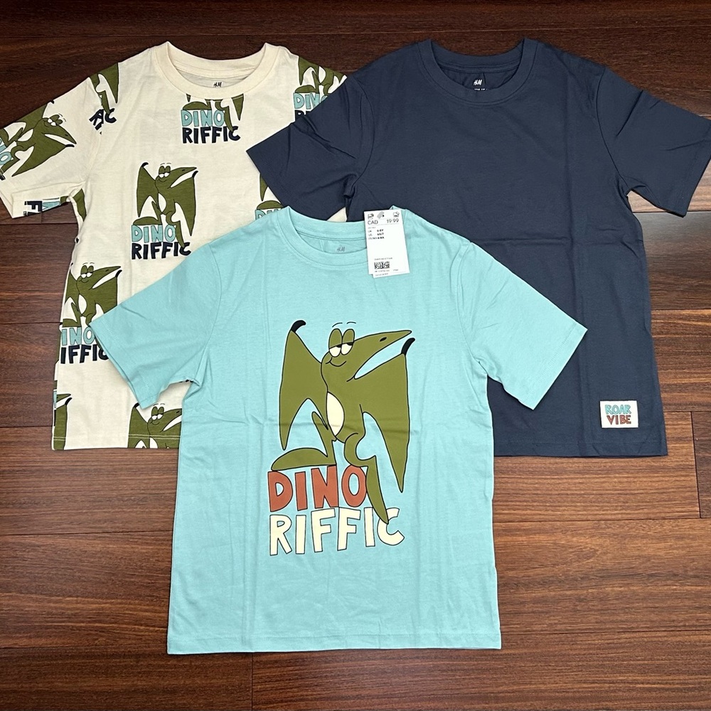 BNWT H&M Kids Dino Graphic Tee Trio